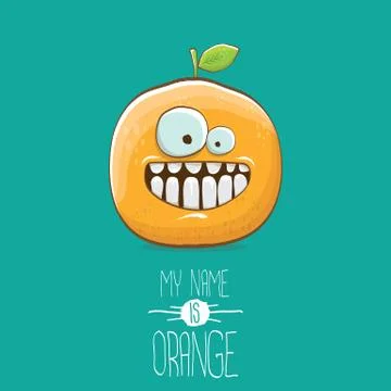 Vector funny cartoon cute orange character isolated on azure background. My name Ilustración de archivo