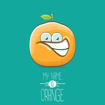 Vector funny cartoon cute orange character isolated on azure background. My name Stock Illustration