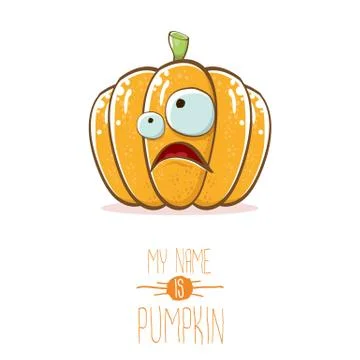 Vector funny cartoon cute orange smiling pumkin isolated on white background. My 库存插图