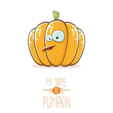 Vector funny cartoon cute orange smiling pumkin isolated on white background. My 스톡 일러스트