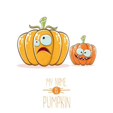 Vector funny cartoon cute orange smiling friends pumkins isolated on white 库存插图