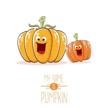 Vector funny cartoon cute orange smiling friends pumkins isolated on white Illustrazione stock