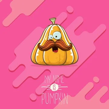 Vector funny cartoon cute orange smiling pumkin isolated on abstract pink Stock Illustration