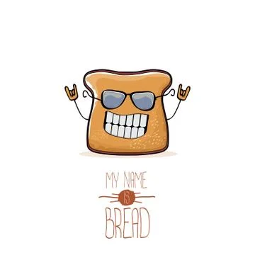 Vector funny cartoon cute sliced bread character isolated on white background Illustrazione stock