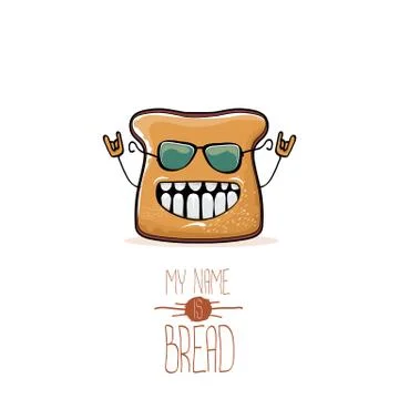 Vector funny cartoon cute sliced bread character isolated on white background Illustrazione stock