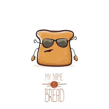 Vector funny cartoon cute sliced bread character isolated on white background Illustrazione stock
