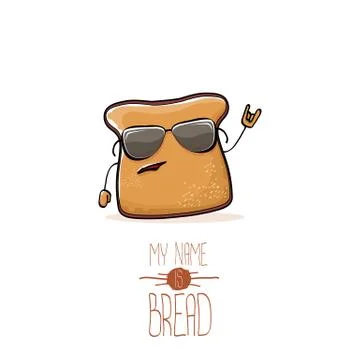 Vector funny cartoon cute sliced bread character isolated on white background Illustrazione stock
