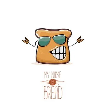 Vector funny cartoon cute sliced bread character isolated on white background Stock Illustration