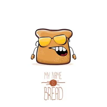 Vector funny cartoon cute sliced bread character isolated on white background Illustrazione stock