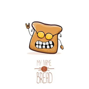 Vector funny cartoon cute sliced bread character isolated on white background Illustrazione stock