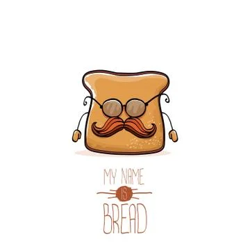 Vector funny cartoon cute sliced bread character isolated on white background Stock Illustration