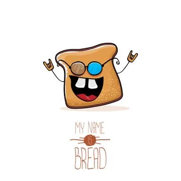 Vector funny cartoon cute sliced bread character isolated on white background Illustrazione stock