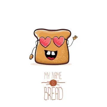 Vector funny cartoon cute sliced bread character isolated on white background Illustrazione stock
