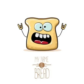 Vector funny cartoon cute sliced bread character isolated on white background Illustrazione stock