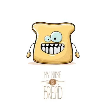 Vector funny cartoon cute sliced bread character isolated on white background Stockillustratie