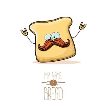 Vector funny cartoon cute sliced bread character isolated on white background Illustrazione stock