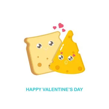 Vector funny cartoon cute sliced bread character with cheese character isolated Stock Illustration