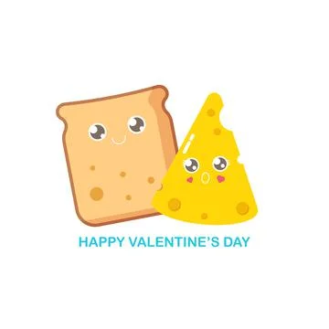 Vector funny cartoon cute sliced bread character with cheese character isolated Illustrazione stock