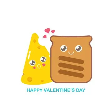 Vector funny cartoon cute sliced bread character with cheese character isolated Illustrazione stock