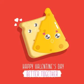 Vector funny cartoon cute sliced bread character with cheese character isolated Stock Illustration