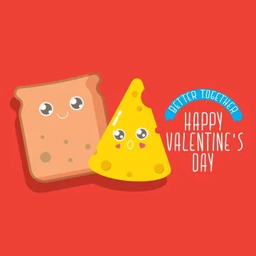 Vector funny cartoon cute sliced bread character with cheese character isolated Stock Illustration