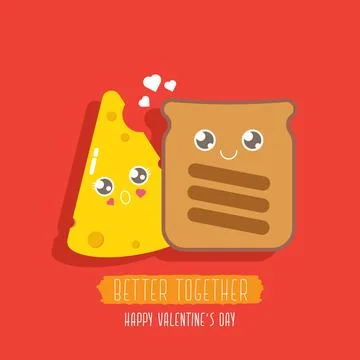 Vector funny cartoon cute sliced bread character with cheese character isolated Stock Illustration