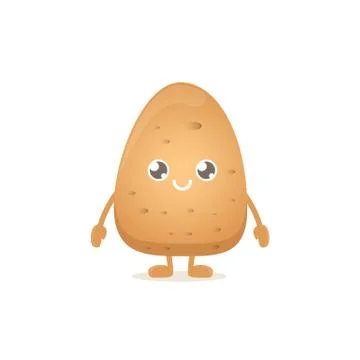 Vector funny cartoon cute smiling tiny potato isolated on white background Stock Illustration