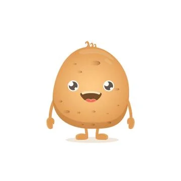 Vector funny cartoon cute smiling tiny potato isolated on white background Illustrazione stock