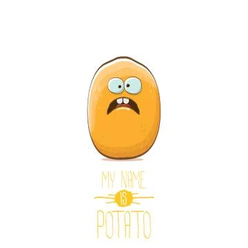 Vector funny cartoon cute tiny potato character isolated on white background. My Stock Illustration