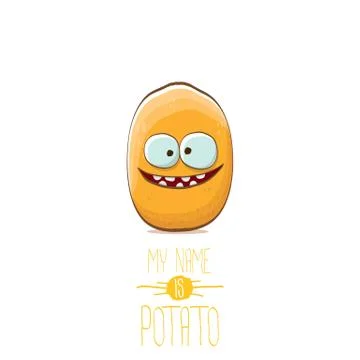 Vector funny cartoon cute tiny potato character isolated on white background. My Stock Illustration