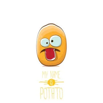 Vector funny cartoon cute tiny potato character isolated on white background. My Stock Illustration