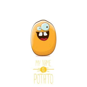 Vector funny cartoon cute tiny potato character isolated on white background. My Stock Illustration
