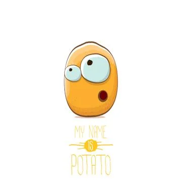 Vector funny cartoon cute tiny potato character isolated on white background. My Stock Illustration