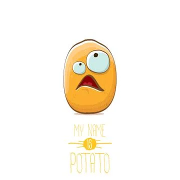 Vector funny cartoon cute tiny potato character isolated on white background. My Stock Illustration