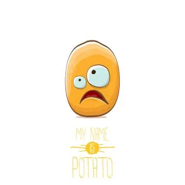 Vector funny cartoon cute tiny potato character isolated on white background. My Stock Illustration
