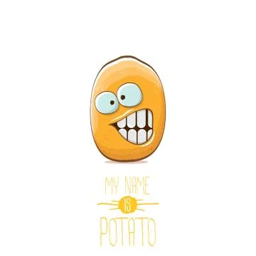 Vector funny cartoon cute tiny potato character isolated on white background. My Stock Illustration