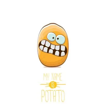 Vector funny cartoon cute tiny potato character isolated on white background. My Stock Illustration