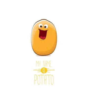 Vector funny cartoon cute tiny potato character isolated on white background. My Stock Illustration