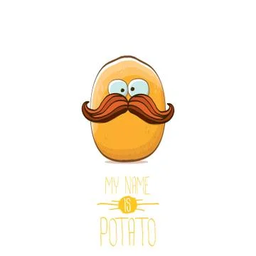 Vector funny cartoon cute tiny potato character isolated on white background. My Stock Illustration