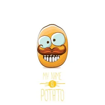 Vector funny cartoon cute tiny potato character isolated on white background. My Stock Illustration
