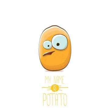 Vector funny cartoon cute tiny potato character isolated on white background. My Stock Illustration