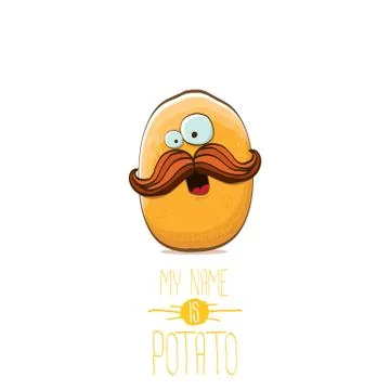 Vector funny cartoon cute tiny potato character isolated on white background. My Stock Illustration
