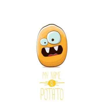 Vector funny cartoon cute tiny potato character isolated on white background. My Stock Illustration