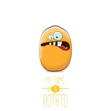 Vector funny cartoon cute tiny potato character isolated on white background. My Stock Illustration