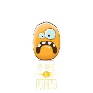 Vector funny cartoon cute tiny potato character isolated on white background. My Stock Illustration