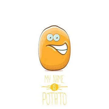 Vector funny cartoon cute tiny potato character isolated on white background. My Stock Illustration