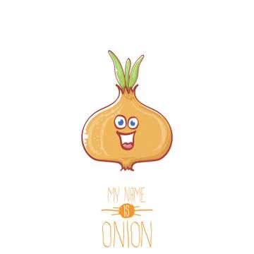 Vector funny cartoon cute tiny onion character isolated on white background. My 스톡 일러스트