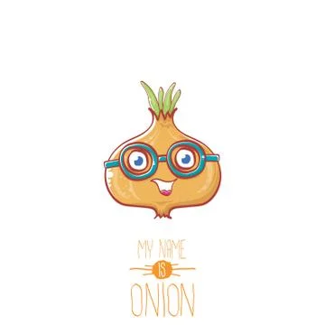 Vector funny cartoon cute tiny onion character isolated on white background. My Stock Illustration