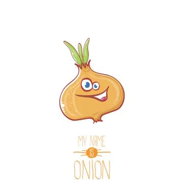 Vector funny cartoon cute tiny onion character isolated on white background. My Illustrazione stock