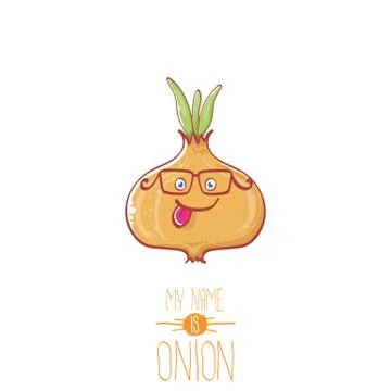 Vector funny cartoon cute tiny onion character isolated on white background. My Illustrazione stock